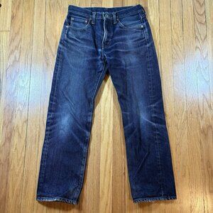 IRON HEART 21oz Extra Heavy Denim Jeans Blue Cotton Mend Size 30 Distressed READ